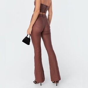 Edikted Faux Leather Chocolate Brown Pants